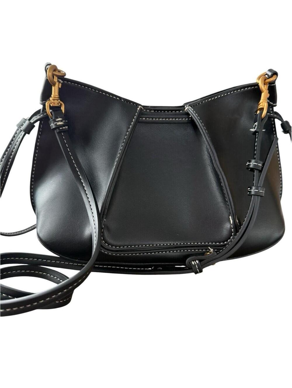 Zara Faux Leather Black Shoulder Bag Purse Attached Coin Wallet Detachable Strap